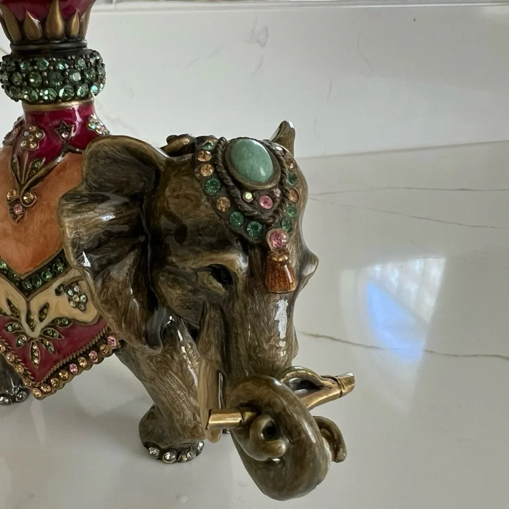 🐘 JAY STRONGWATER Elephant Footed Stone Bowl Enameled & Swarovski Crystals el - Picture 6 of 16